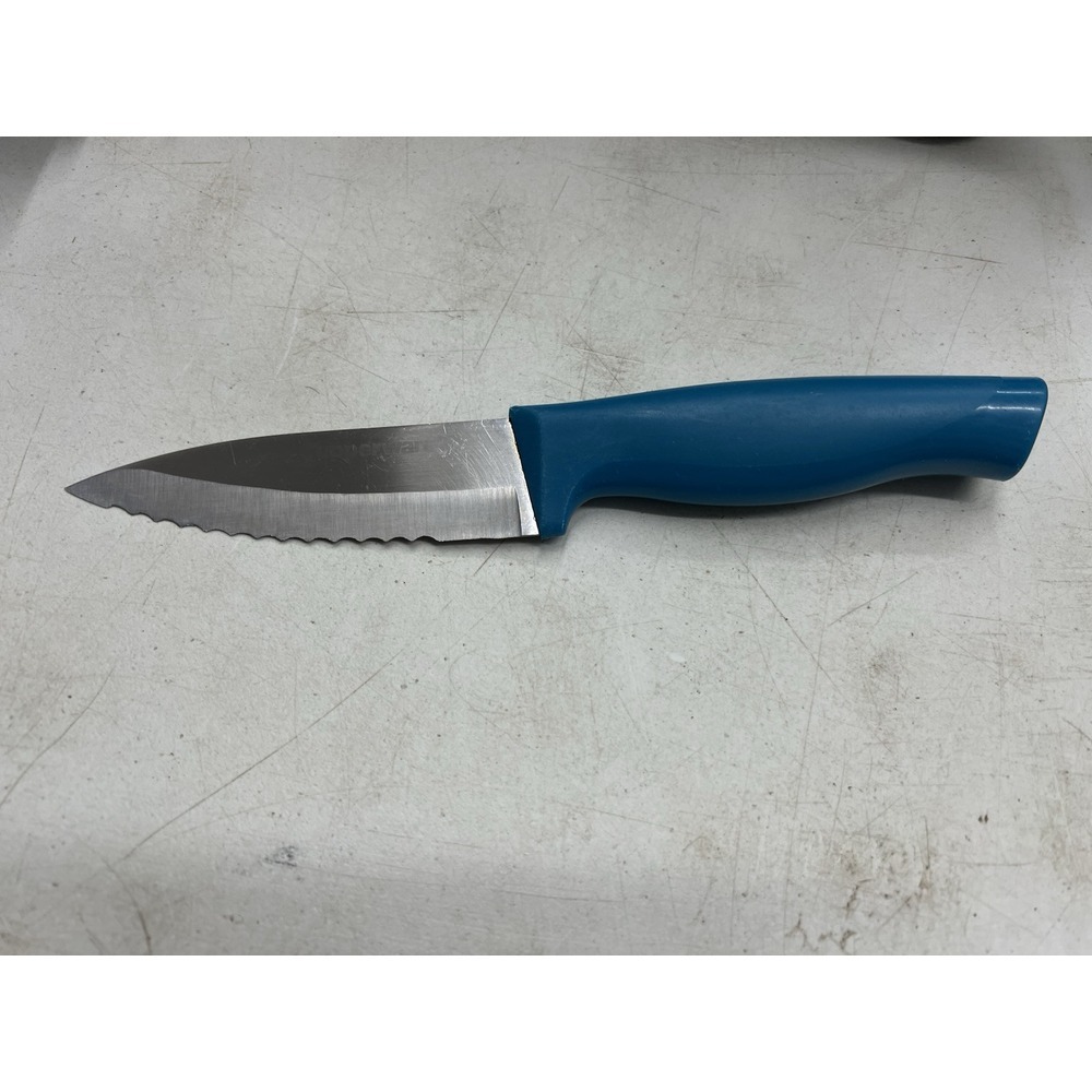 Tupperware Chef Series Utility Knife  4 In‎ Serrated Blade Neon Blue
